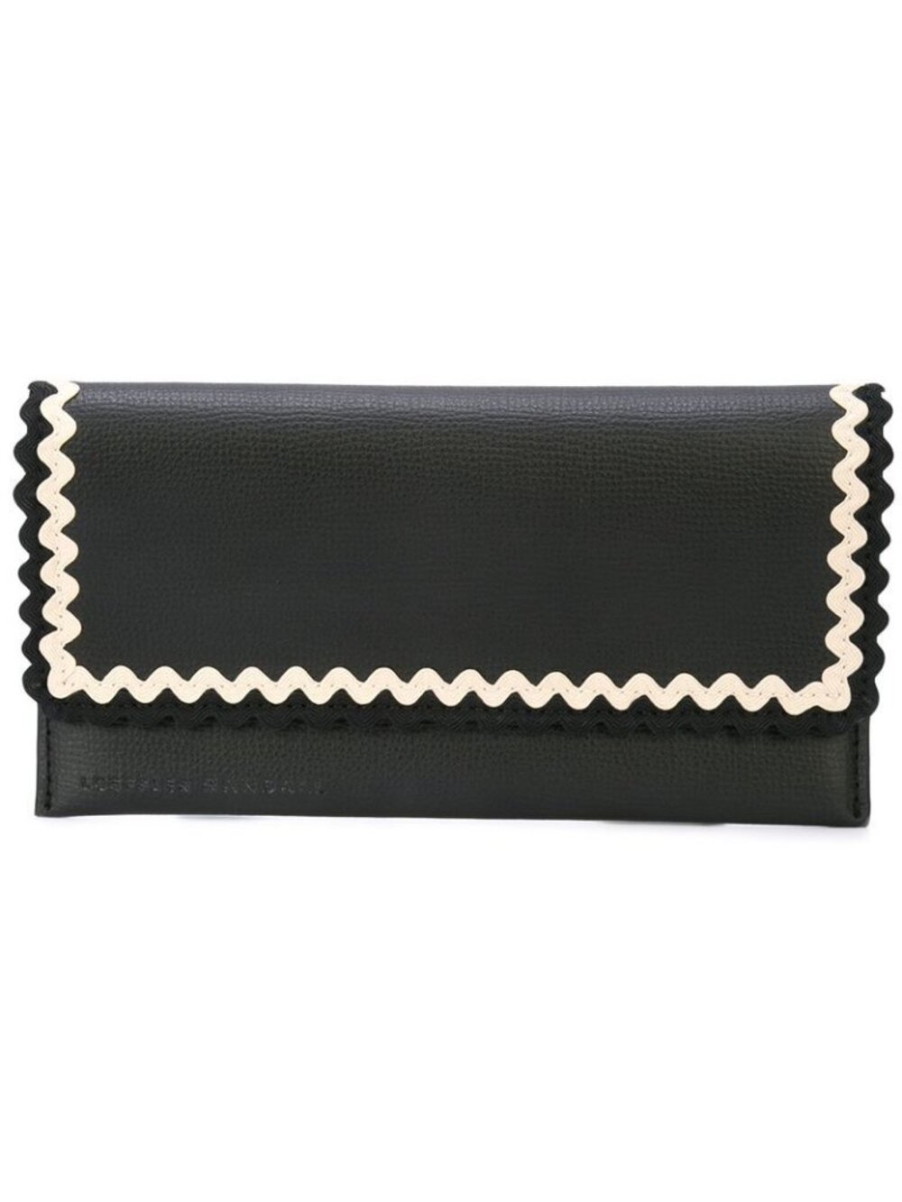 Loeffler Randall Everything Leather Continental Wallet In Black w/ scallop edge